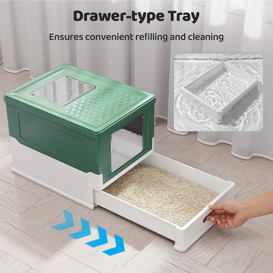 Buy Costway Foldable Cat Litter Box Enclosure Cat Toilet Pan Enclosed ...