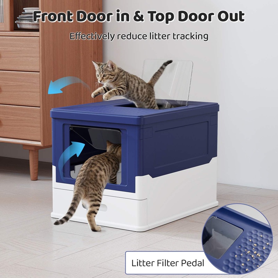 Buy Costway Foldable Cat Litter Box Enclosure Cat Toilet Pan Enclosed ...