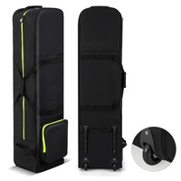 Costway Rolling Golf Aviation Bag Lightweight Golf Club Bag Portable Golf Travel Bag w/Wheels Black