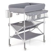 Costway Foldable Change Table Diaper Height Adjustable Changing Station Nursery Center Grey