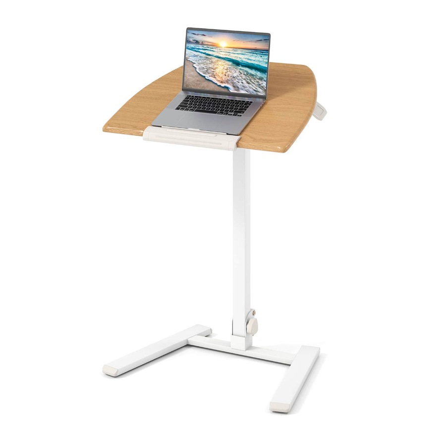 Costway Foldable Mobile Standing Desk Height Adjustable Sit Computer Desk w/Tiltable Tabletop Wheels Office Natural