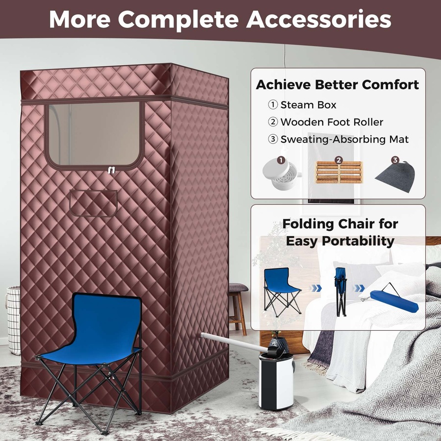Buy Costway Foldable Pop-Up Steam Sauna Tent Remote Control Bath Tent w ...