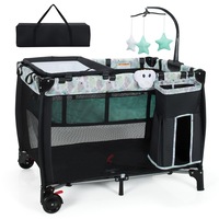 Costway Foldable Travel Cot Crib Playpen Bassinet Bed Portacot w/Carry Bag Black