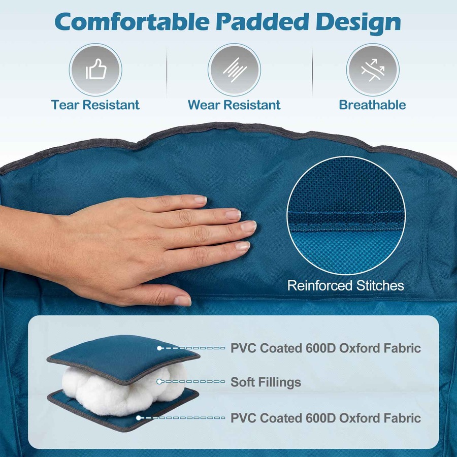 Costway Folding Camping Moon Chair Oversized Armchair Portable Seat Outdoor Beach Fishing Picnic Blue