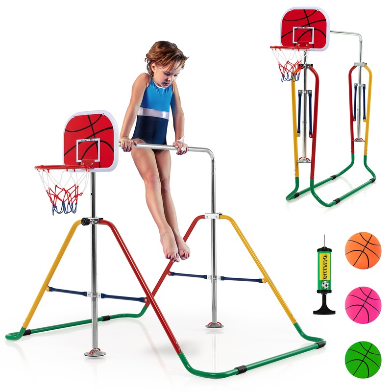 Buy Costway Folding Gymnastics Bar Kids Adjustable Training Horizontal Bar Home Gym Equipment