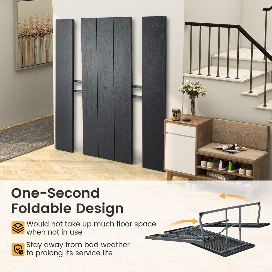 Costway Folding Picnic Table Bench Set 8-Person Outdoor Dining Table All-weather Camping Table Set Black