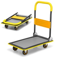 Costway Folding Platform Trolley Heavy Duty Hand Truck Push Cart Dolly Heavy Duty w/Non-Slip Platform Warehouse
