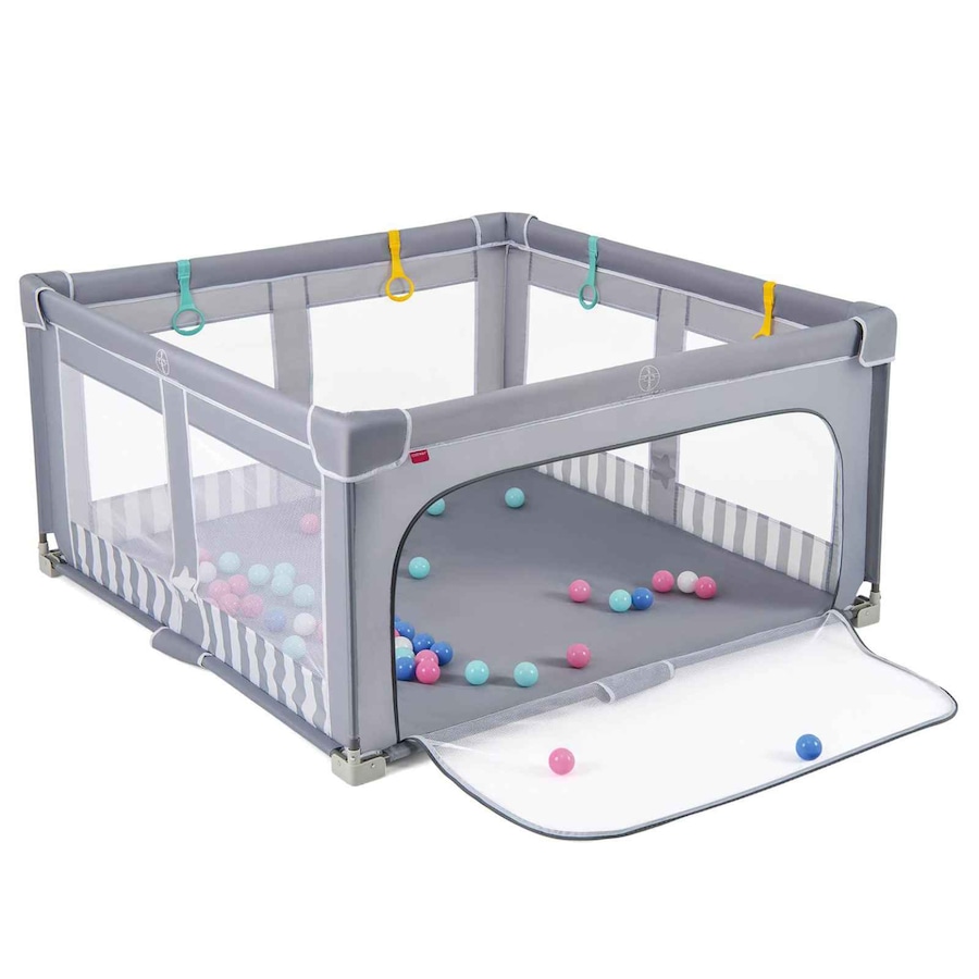 Costway Folding Playpen Oxford Fabric Mesh Gate Fence Play Yard Game Bed Rail Activity Center Home 50 Ocean Ball Grey