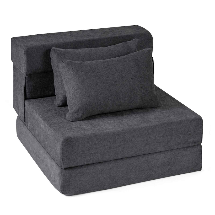 Costway Folding Sofa Bed 3in1 Convertible Sleeper Chair 2 Pillow Chenille Fabric Futon Couch Floor Mattress Lazy