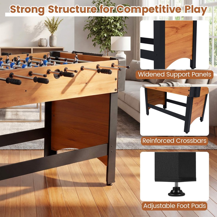 Costway Foosball Table 119CM Competition Full Size Soccer Game Table 22 Players 2 Balls Arcade Football Table Set