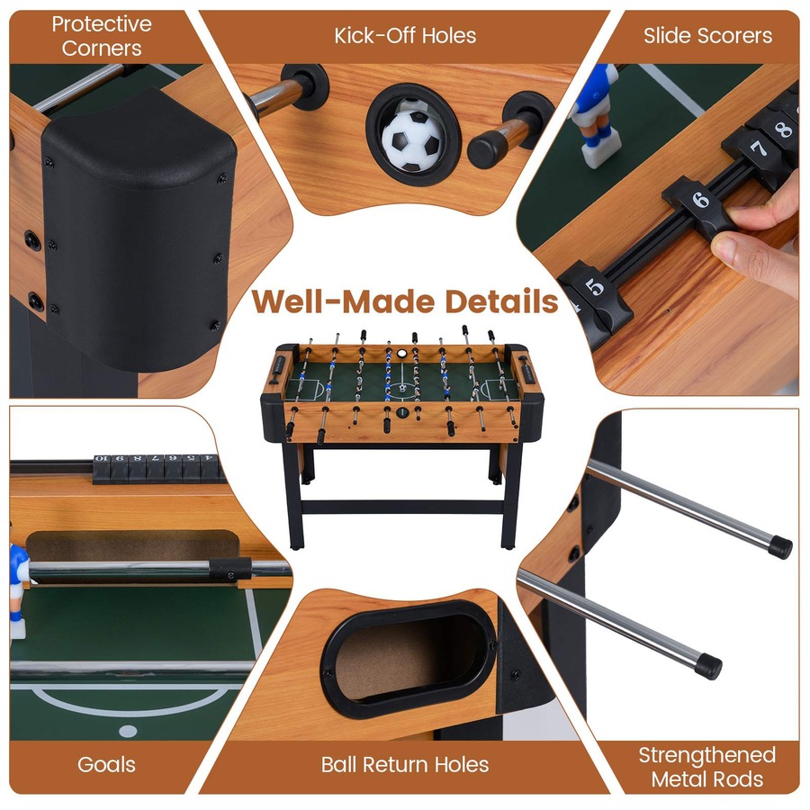 Costway Foosball Table 119CM Competition Full Size Soccer Game Table 22 Players 2 Balls Arcade Football Table Set