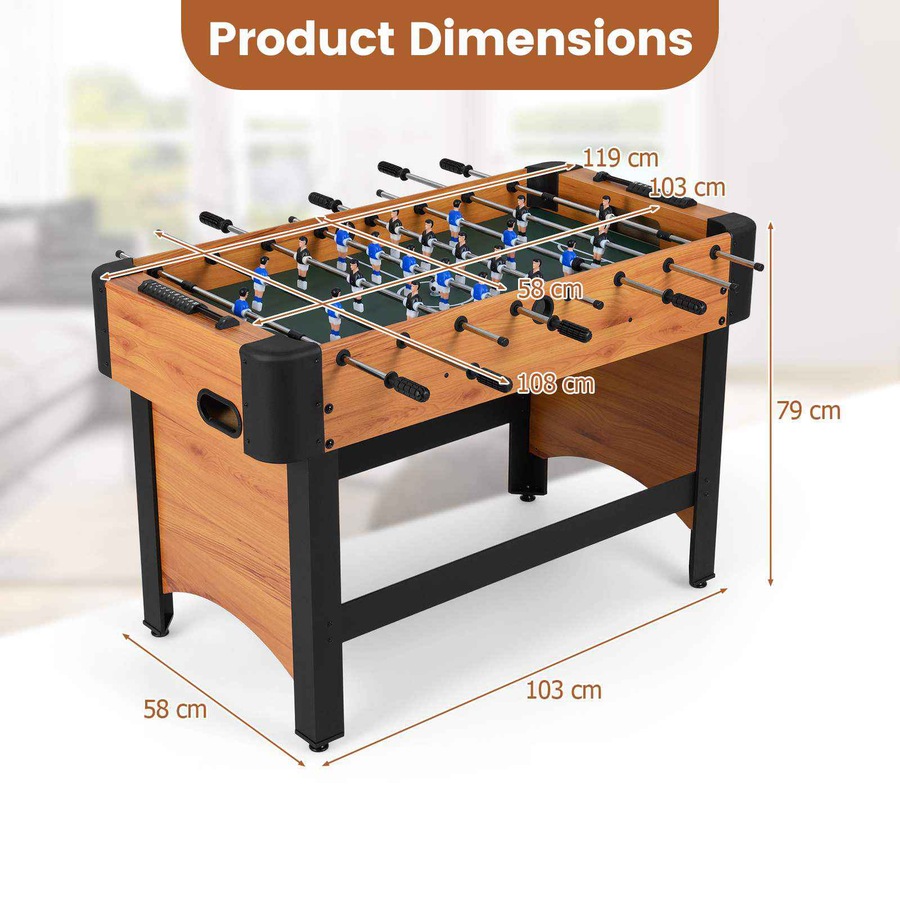 Costway Foosball Table 119CM Competition Full Size Soccer Game Table 22 Players 2 Balls Arcade Football Table Set