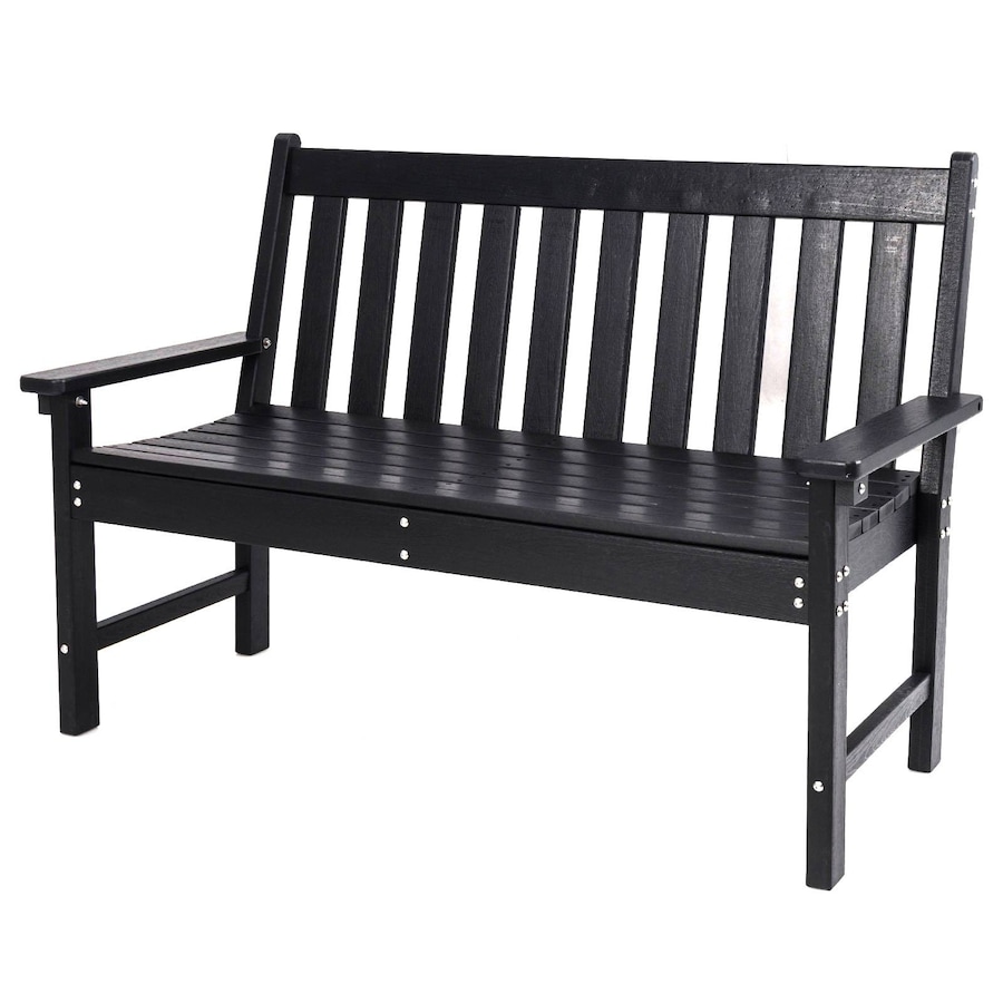 Costway Garden Bench 2-Seater Outdoor Bench Chair Garden Chair Patio Furniture Balcony Backyard Black