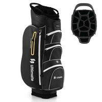 Costway Golf Cart Bag Portable Golf Club Bag Carry Bag w/15 Full Length Dividers & Rain Hood, Black