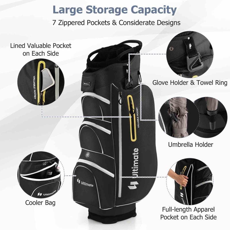 Buy Costway Golf Cart Bag Portable Golf Club Bag Carry Bag w/15 Full Length Dividers & Rain Hood