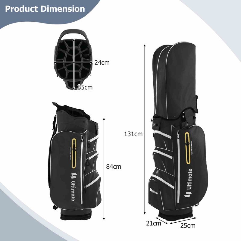 Buy Costway Golf Cart Bag Portable Golf Club Bag Carry Bag w/15 Full Length Dividers & Rain Hood