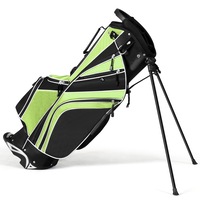 Costway Golf Stand Cart Bag w/6 Way Divider Carry Organizer Pockets Storage Green
