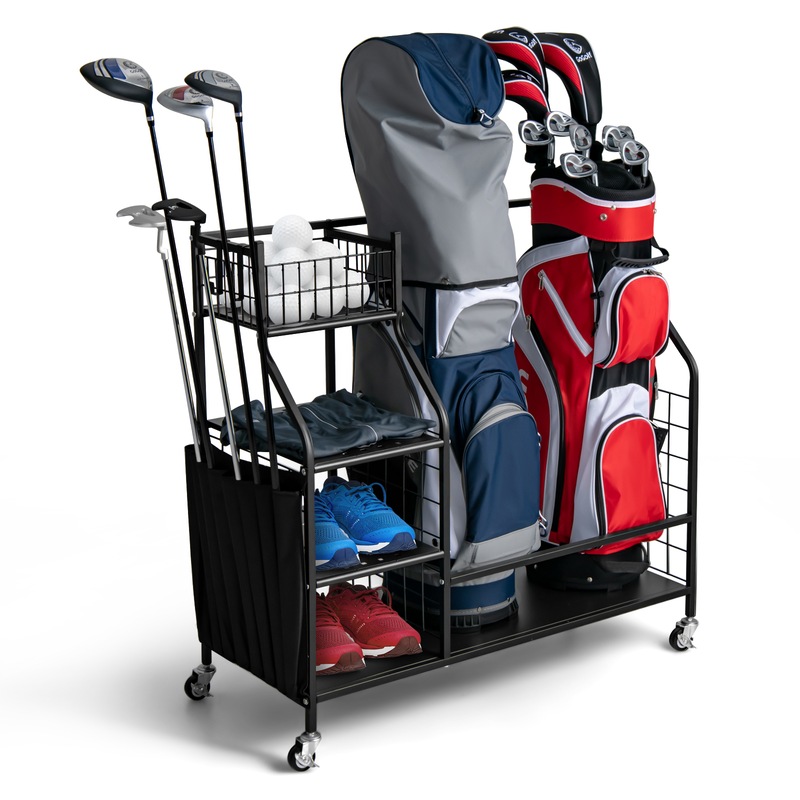 Buy Costway Golf Storage Rack Mobile Golf Club Bag Organizer Metal