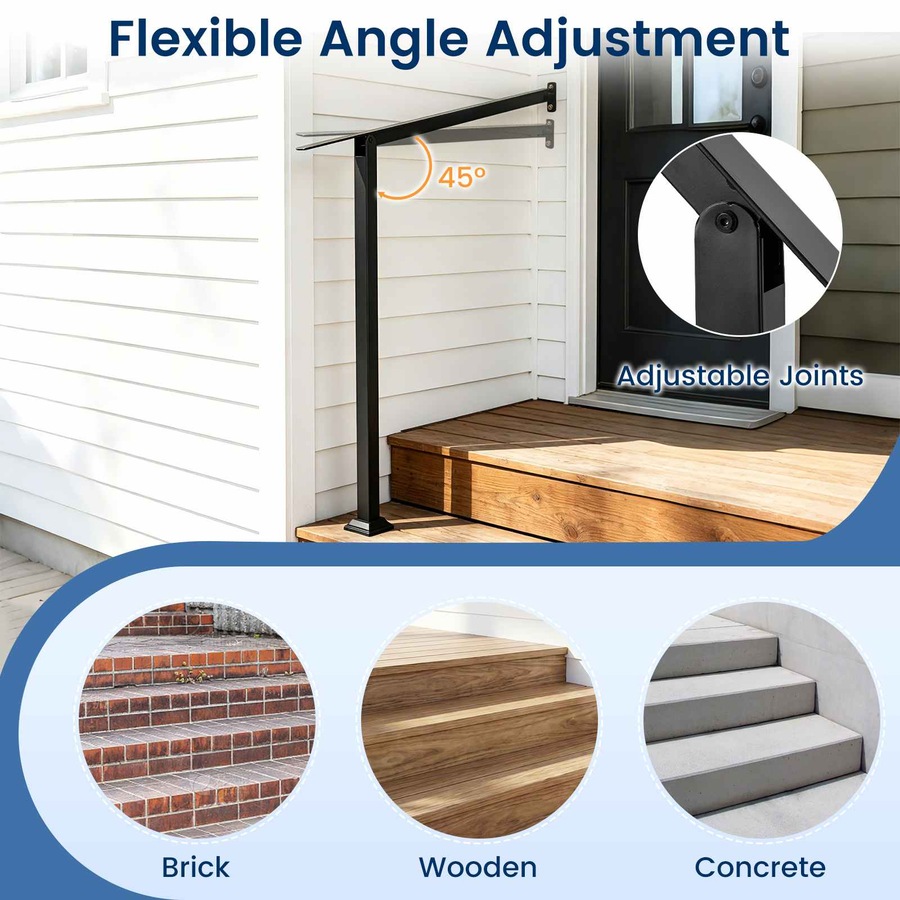 Buy Costway Handrail 2 StepStair Railing Kit Galvanized Steel Hand Rail ...