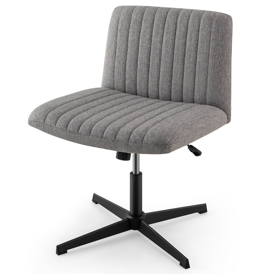 Costway Reclining Leisure Chair Swivel Desk Chair w/Cushion Computer Lounge Chair Grey