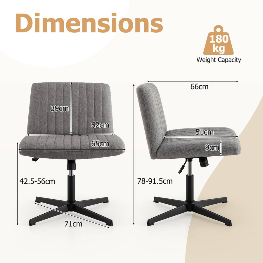 Costway Reclining Leisure Chair Swivel Desk Chair w/Cushion Computer Lounge Chair Grey