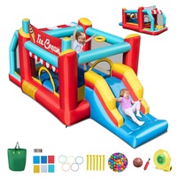 Costway Inflatable Bounce House 5-in-1 Ice Cream Jumping Castle Playhouse w/Slide Ball Pit & Blower