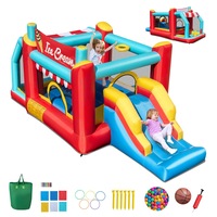 Costway Inflatable Bounce House 5-in-1 Ice Cream Jumping Castle Playhouse w/Slide & Ball Pit No Blower