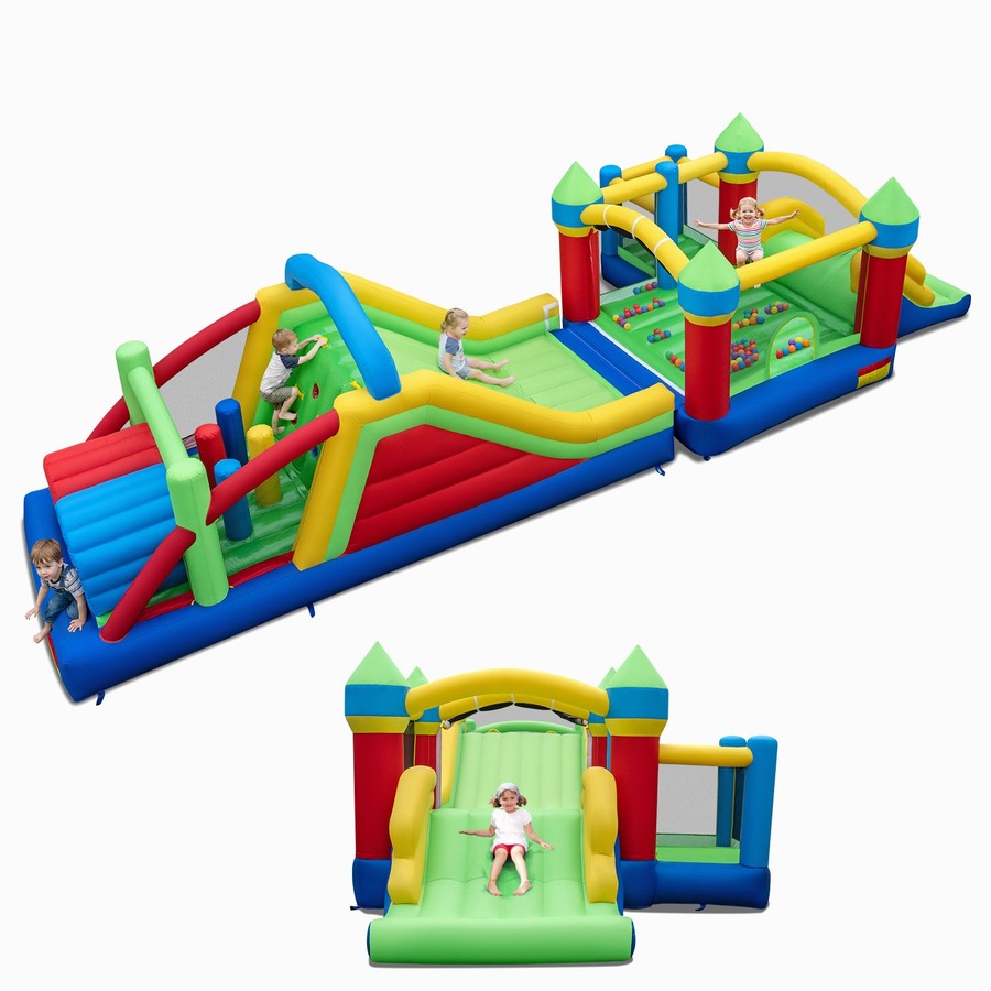 Costway Inflatable Bounce House Blow up Outdoor Jumping Castle w/Dual Slides Play Center Without Blower