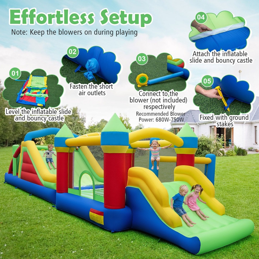 Costway Inflatable Bounce House Blow up Outdoor Jumping Castle w/Dual Slides Play Center Without Blower