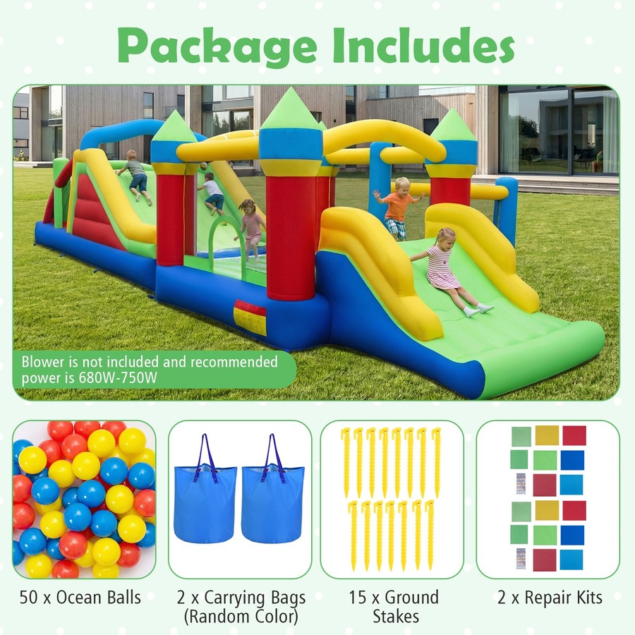 Costway Inflatable Bounce House Blow up Outdoor Jumping Castle w/Dual Slides Play Center Without Blower
