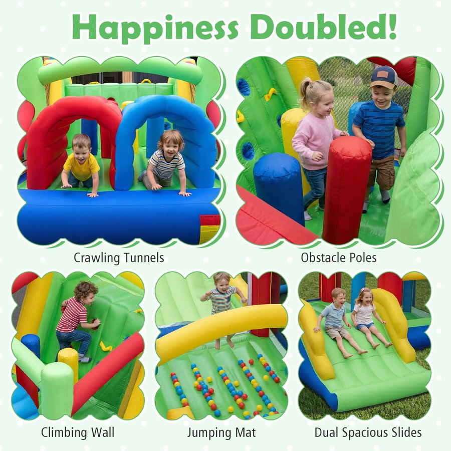 Costway Inflatable Bounce House Blow up Outdoor Jumping Castle w/Dual Slides Play Center Without Blower