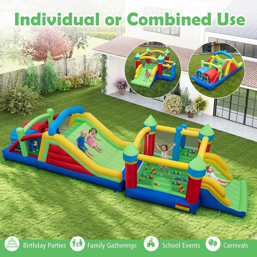 Costway Inflatable Bounce House Blow up Outdoor Jumping Castle w/Dual Slides Play Center Without Blower