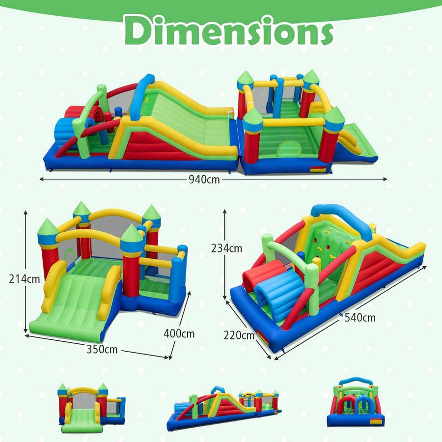 Costway Inflatable Bounce House Blow up Outdoor Jumping Castle w/Dual Slides Play Center Without Blower