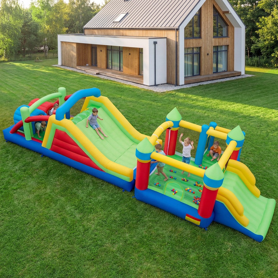 Costway Inflatable Bounce House Blow up Outdoor Jumping Castle w/Dual Slides Play Center Without Blower