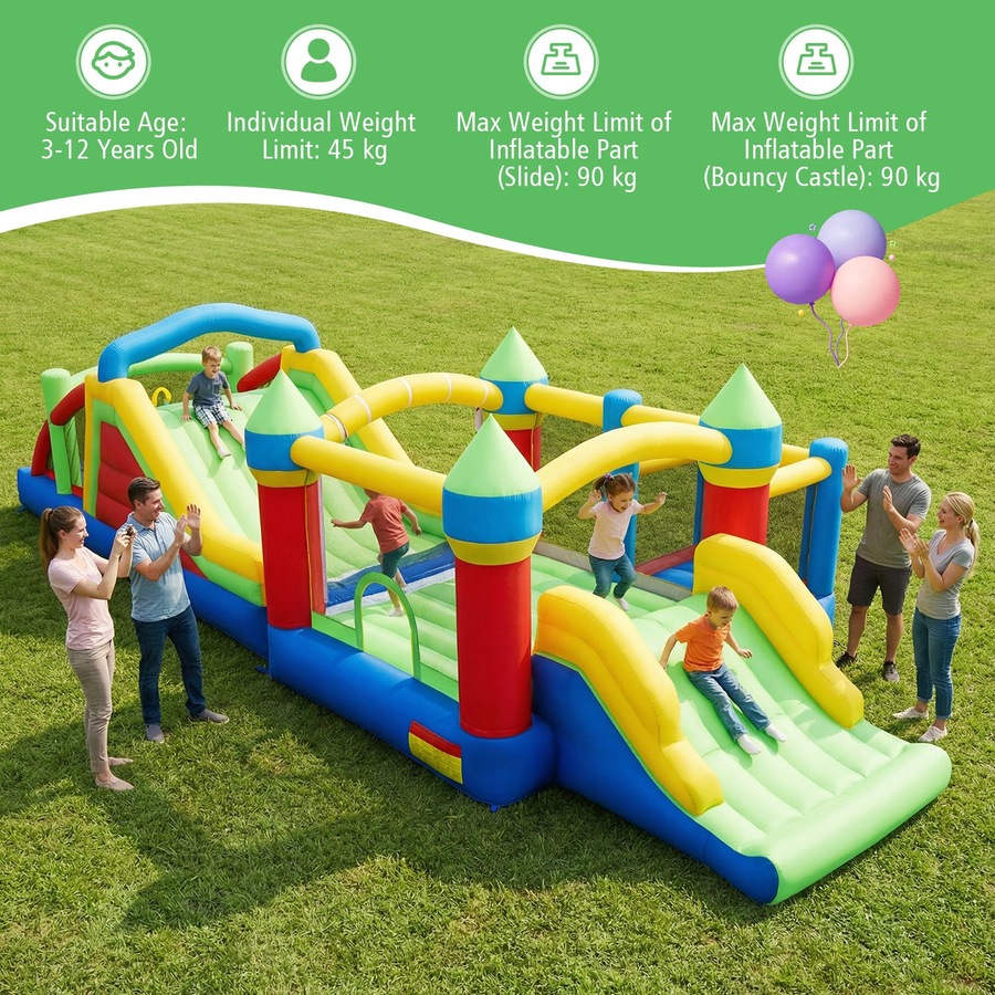 Costway Inflatable Bounce House Blow up Outdoor Jumping Castle w/Dual Slides Play Center Without Blower