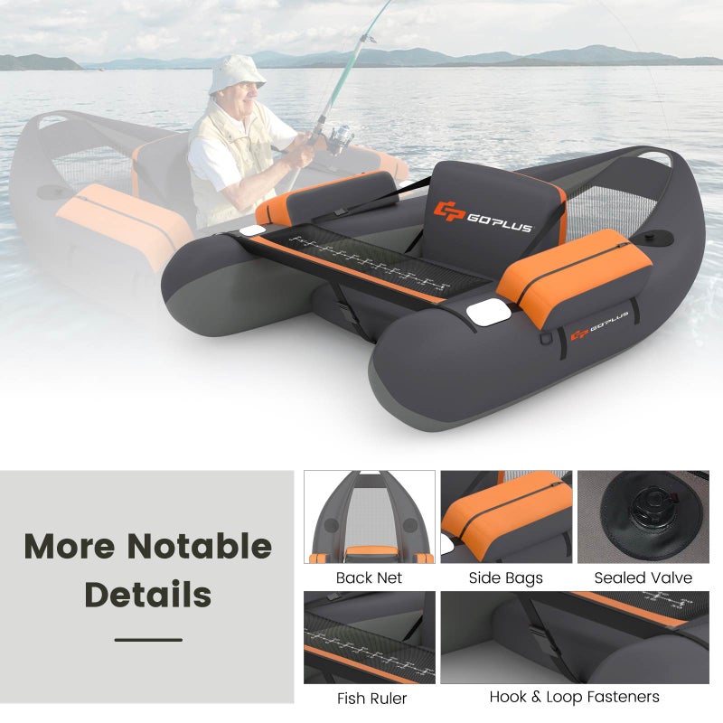 Costway Inflatable Fishing Float Tube W/adjustable Straps