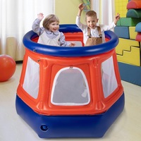 Costway Mini Inflatable Bouncer Round Playhouse Trampolines Jumping Fun Gift w/2-Sided Zippers&Hand Pump