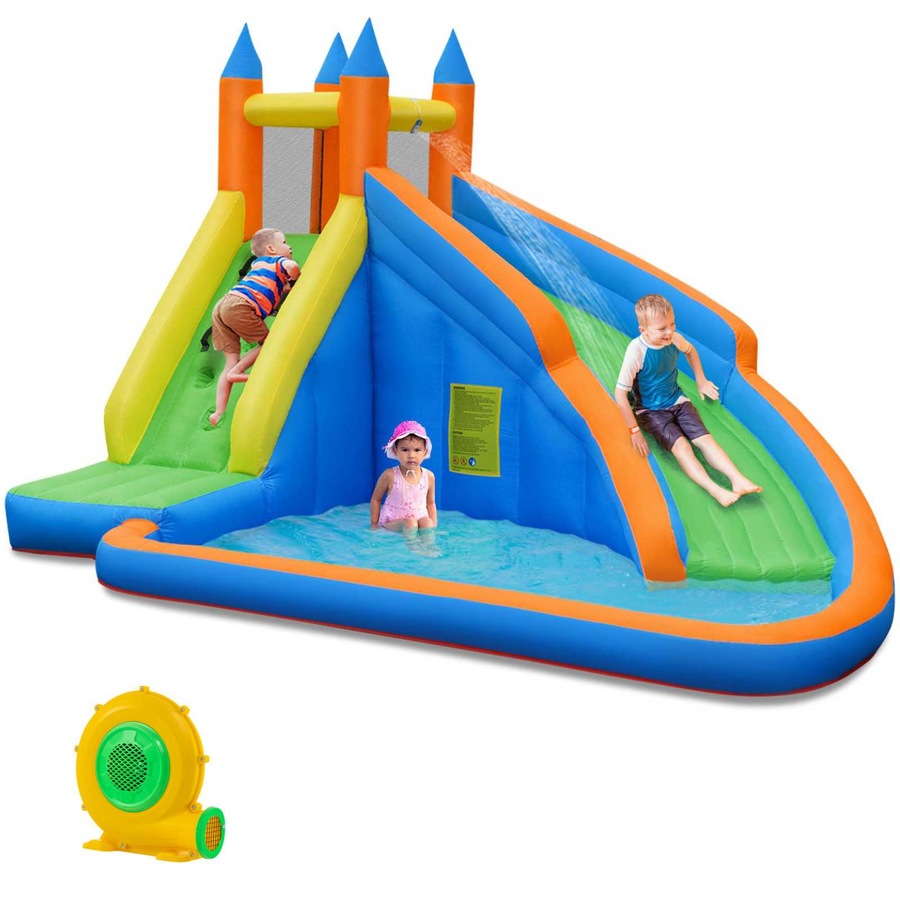 Costway Inflatable Water Slide Jumping Castle Bounce House w/Splash Pool Blower