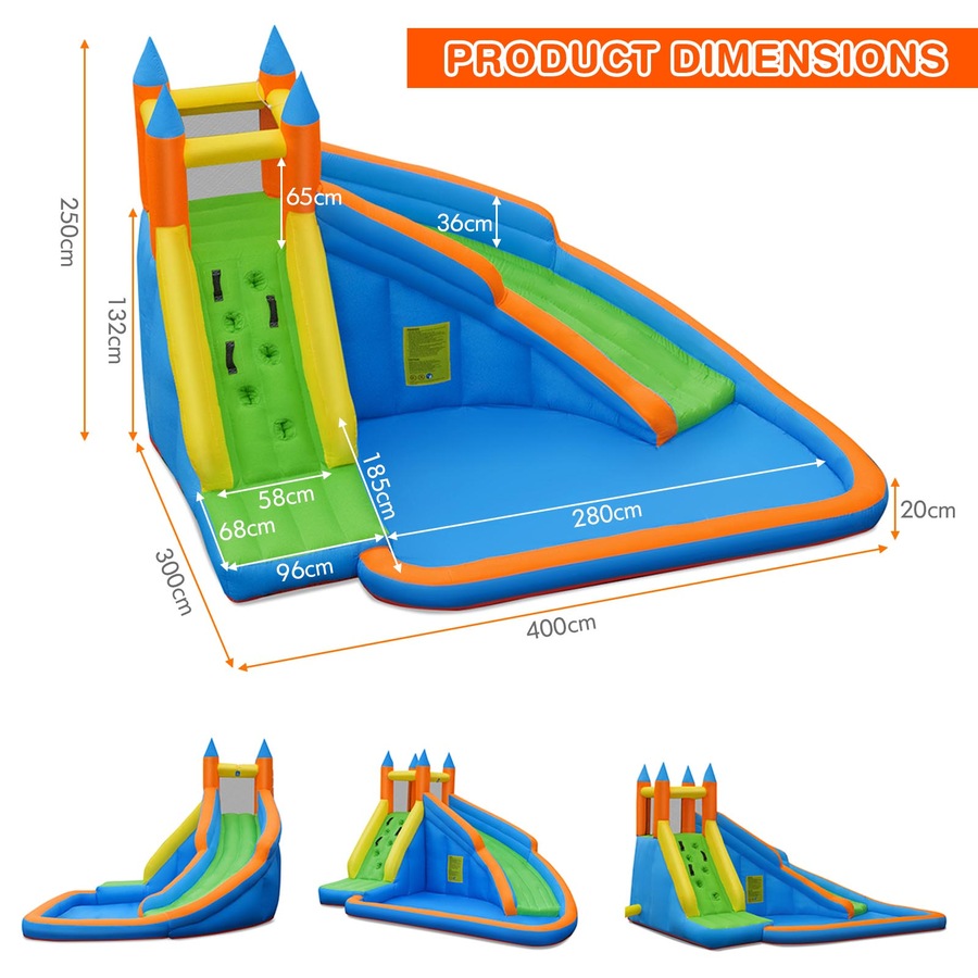 Costway Inflatable Water Slide Jumping Castle Bounce House w/Splash Pool Blower