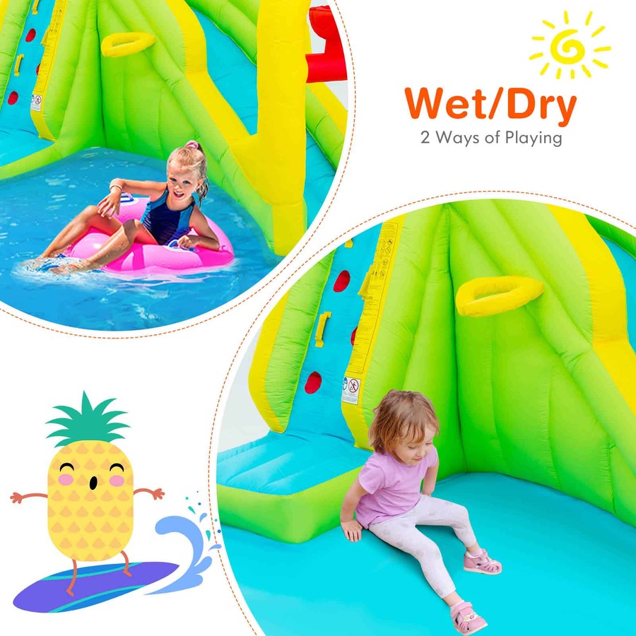 Costway Inflatable Water Slide Jumping Castle Bouncer House Splash Pool Toy Outdoor Playground w/Double Water Cannon(No Blower)