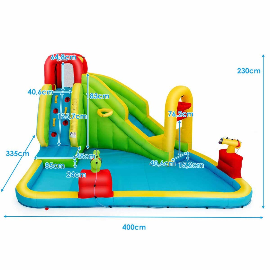 Costway Inflatable Water Slide Jumping Castle Bouncer House Splash Pool Toy Outdoor Playground w/Double Water Cannon(No Blower)
