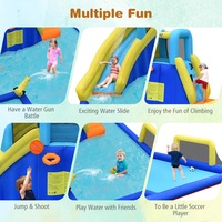 Costway Inflatable Water Slide Indoor Splash Pool Park Outdoor Playing Equipment Gift w/Climbing Wall & Soccer Zone w/Blower