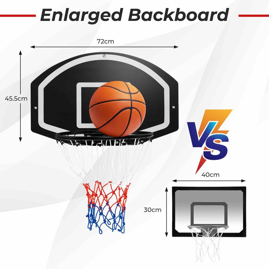 Costway 72x45.5x51.5cm Mini Basketball Hoop Backboard Door Mounted Basketball Ring System Nets Indoor w/Pump