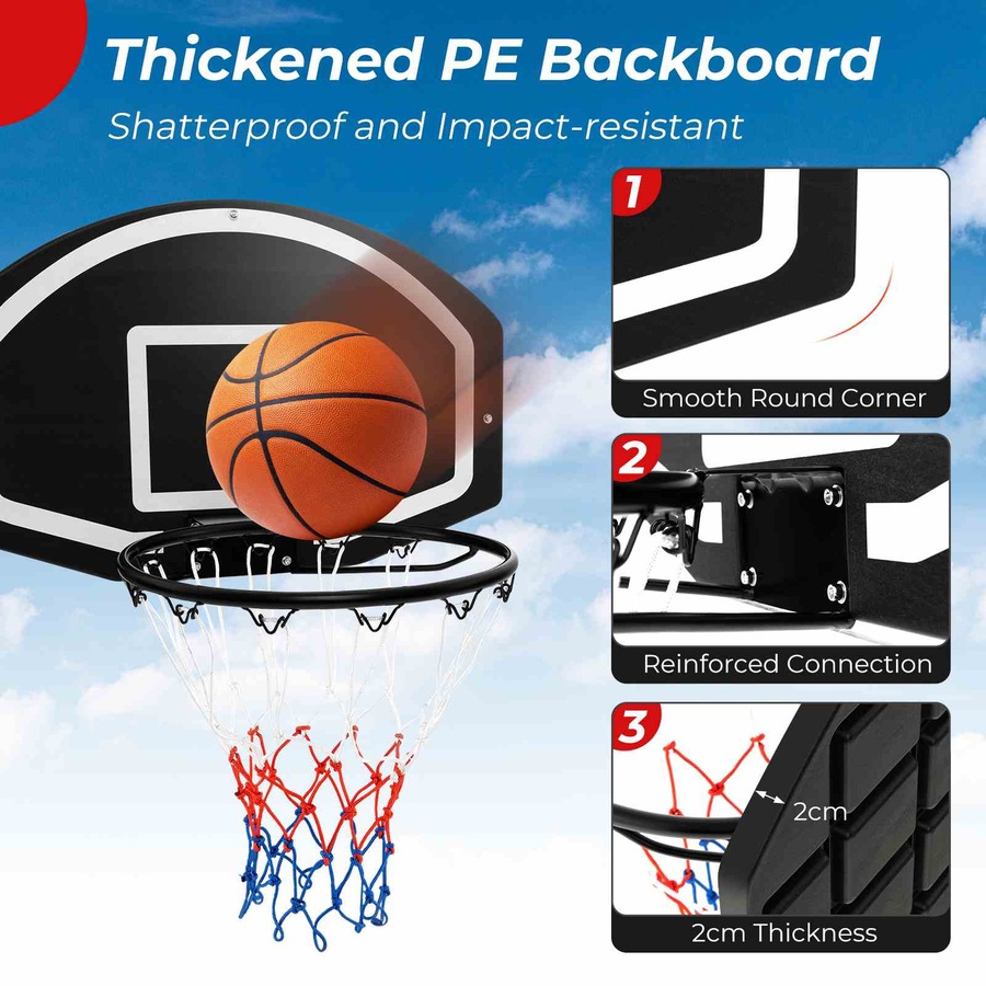Costway 72x45.5x51.5cm Mini Basketball Hoop Backboard Door Mounted Basketball Ring System Nets Indoor w/Pump