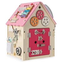 Costway Busy House Wood Activity Board Toy Montessori Educational Toys Pre-School Gift Boys Girls