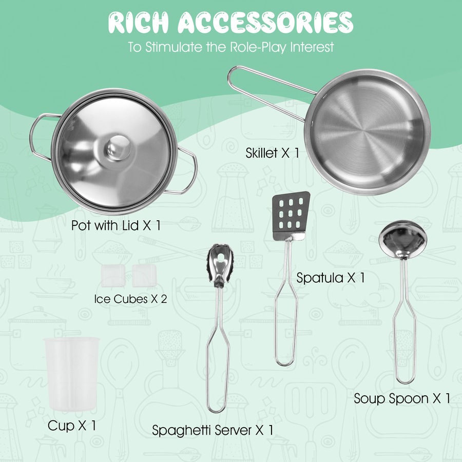 Costway Corner Wooden Kitchen Playset Pretend Cooking Toy w/Cookware Accessories