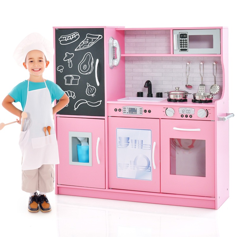 Buy Costway Kids Kitchen Playset Child Pretend Cooking Toy w/Cookware