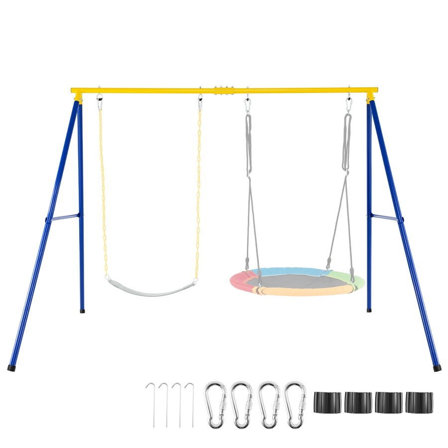 A-Frame Swing Stand for 2 Swings 300kg Heavy Duty Metal Swing Set w/Ground Stakes Large Swing Frame Stand
