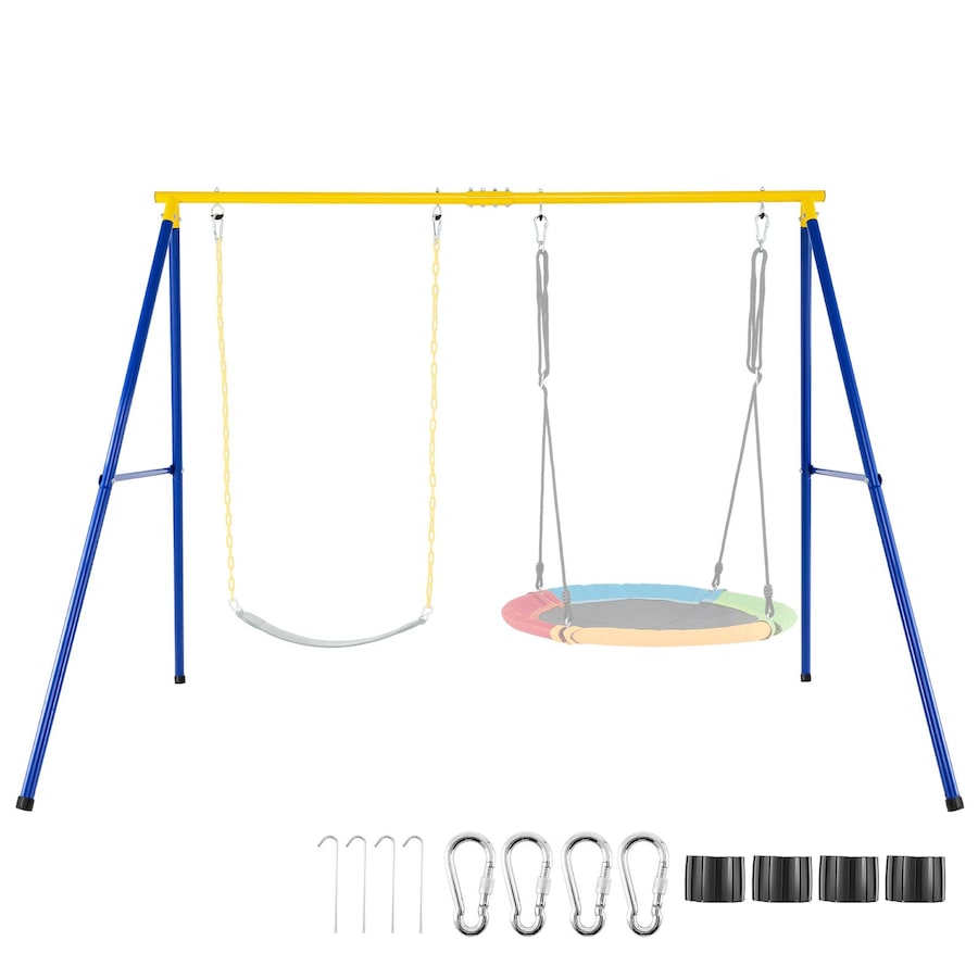 A-Frame Swing Stand for 2 Swings 300kg Heavy Duty Metal Swing Set w/Ground Stakes Large Swing Frame Stand