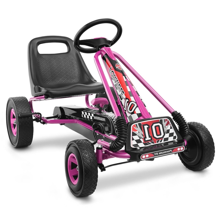 Costway Pedal Go Kart 4 Wheel Ride On Toys Outdoor Racer Pedal Car Pink